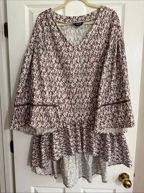 Brown Floral Peasant Dress